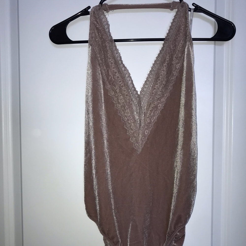 Forever 21 velvet nude bodysuit